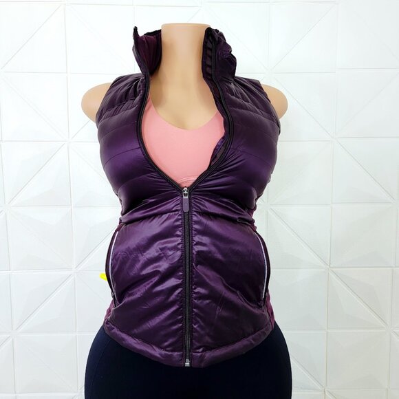 Lululemon Women's Plum Sleeveless Down For A Run Full-Zip Puffer Vest Size 2 - Picture 2 of 12